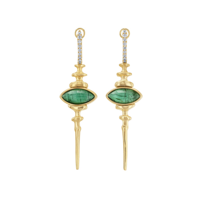 Marquise Green Tourmaline and Diamond Chrona Totem Earrings