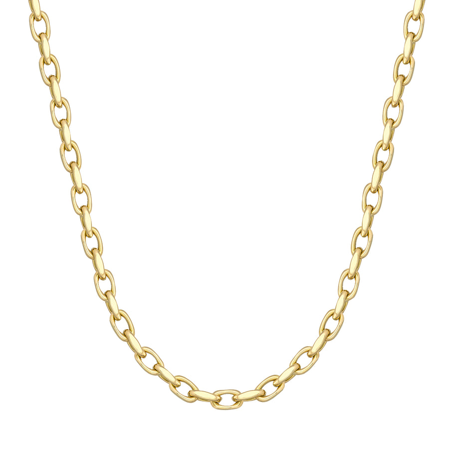 VRAM Long Round Edge Graduated Oval Link Chain Necklace front view