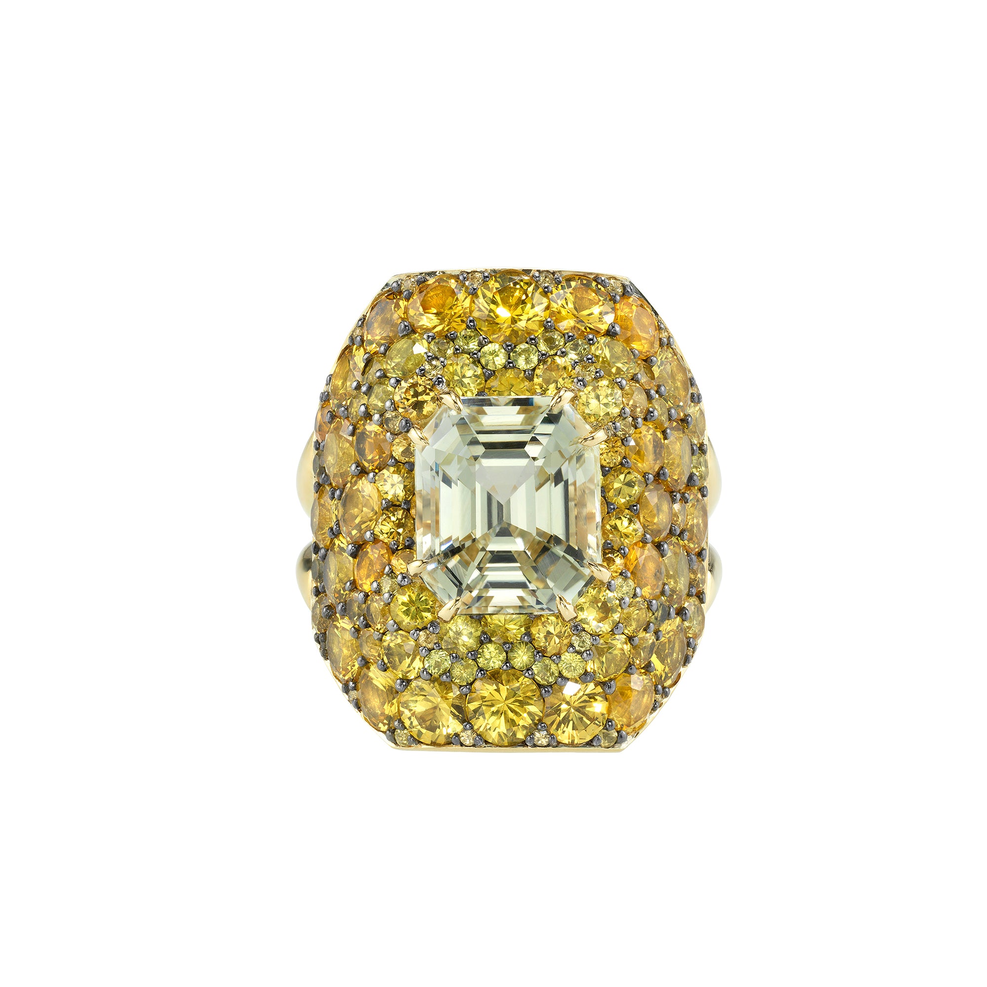 White Sapphire and Yellow Sapphire Topo Ring