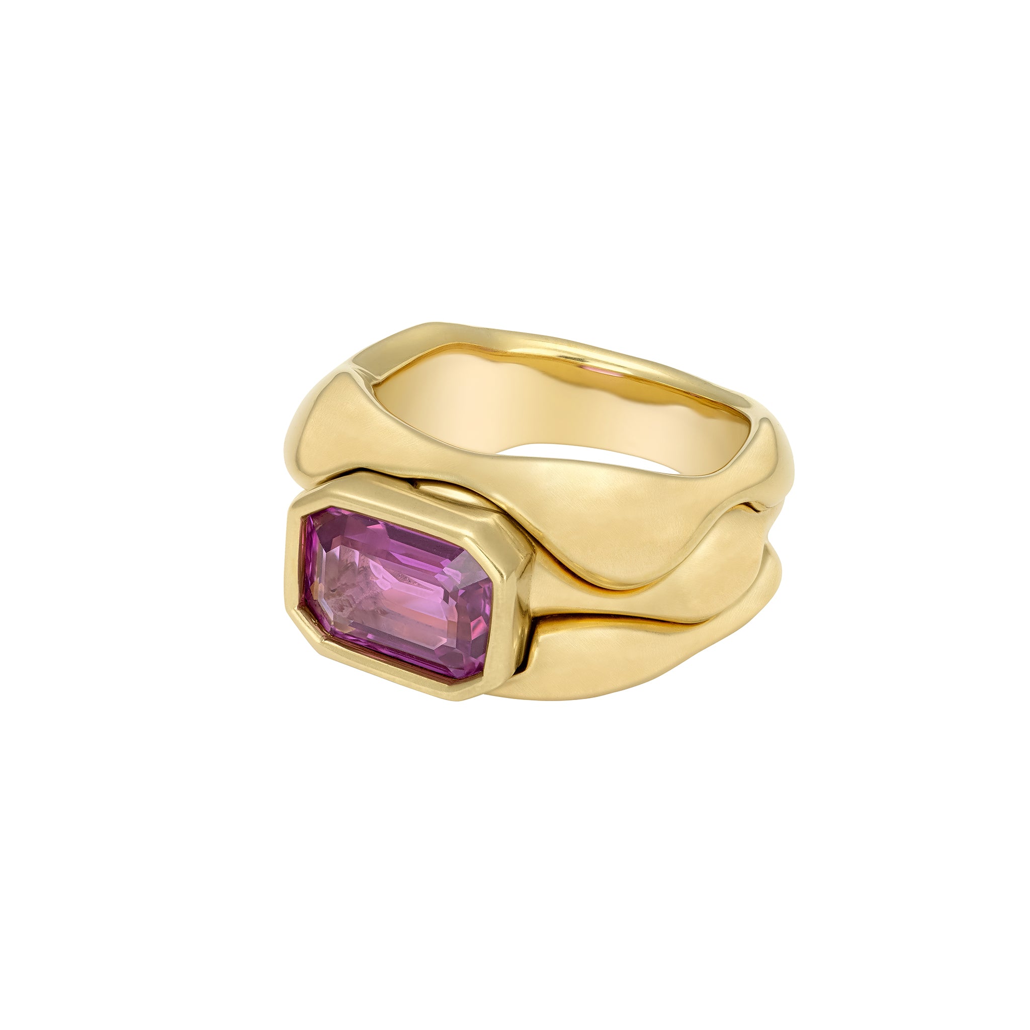 One-of-a-Kind Emerald Cut Pink Sapphire Cayrn Ring