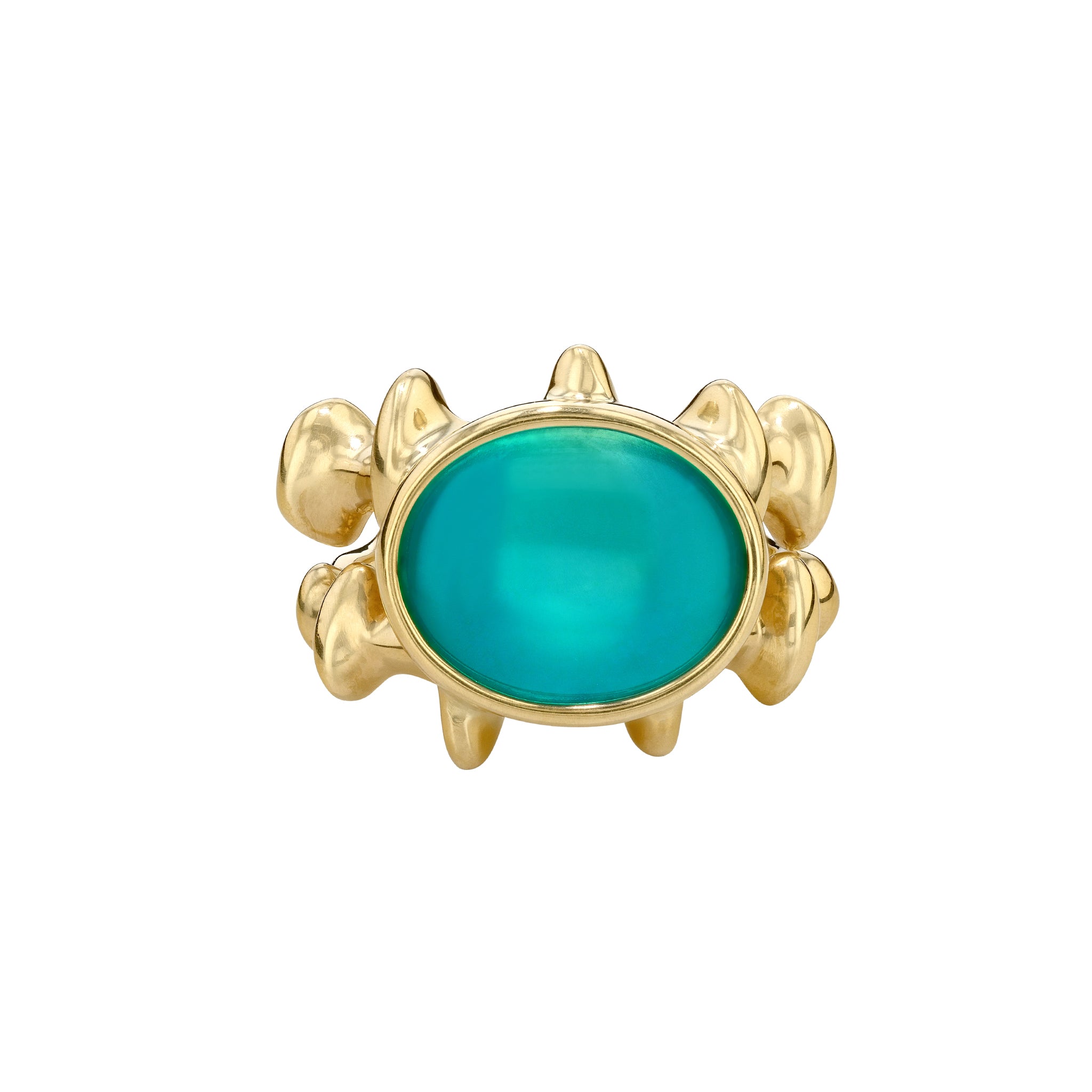 Oval Cabochon Chrysocolla Chrona Demi Ring