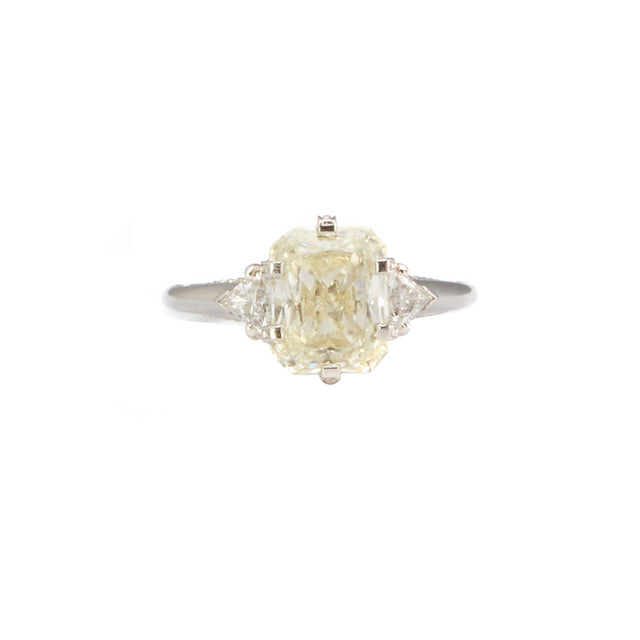 VRAM Triangle Cut Engraved Ring, front view