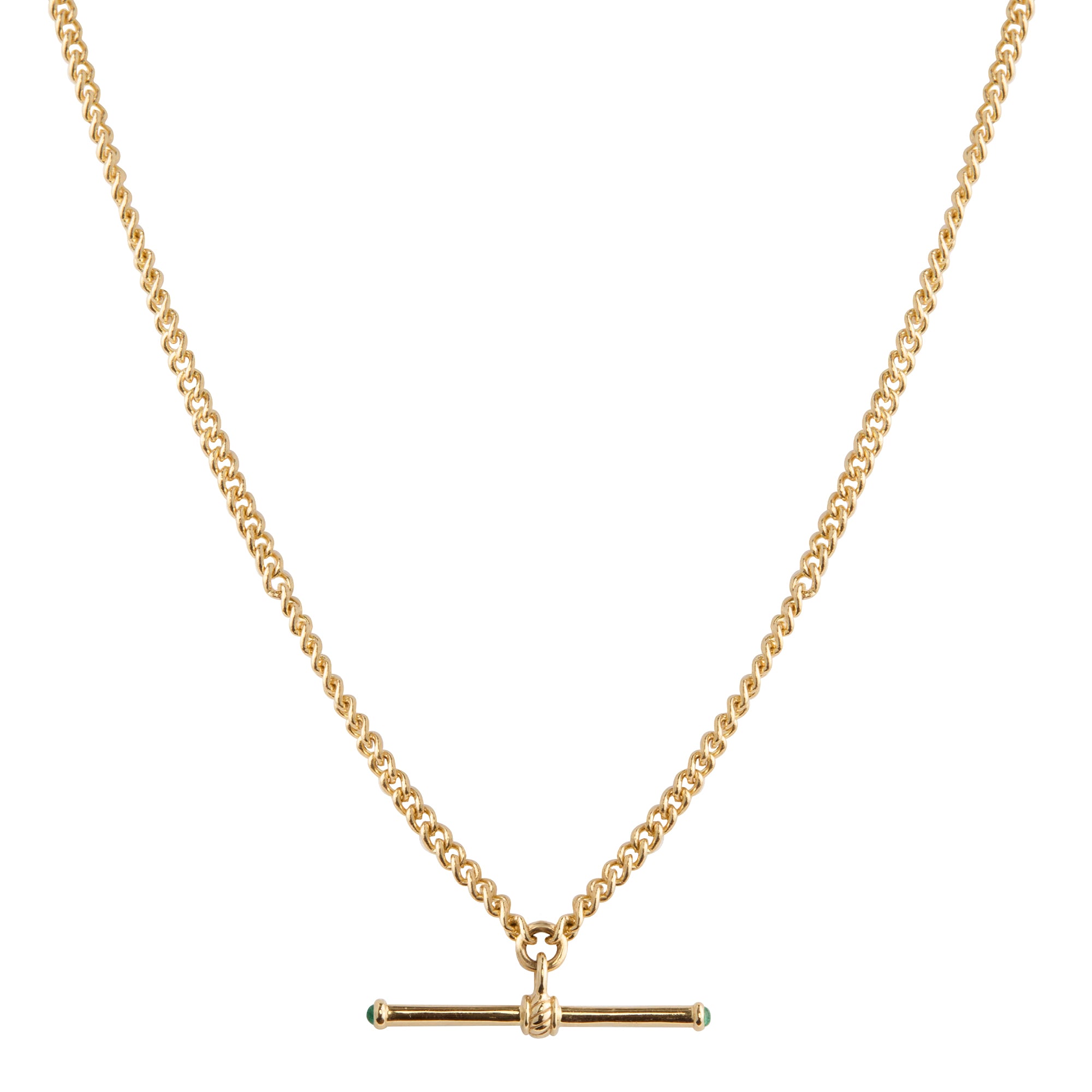 Diamond and Emerald Tiny T Bar Necklace