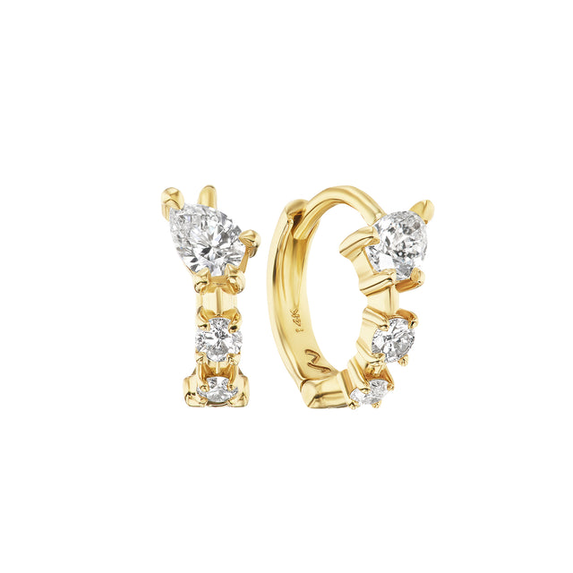 Vice Versa - Diamond Bias Huggie Earrings