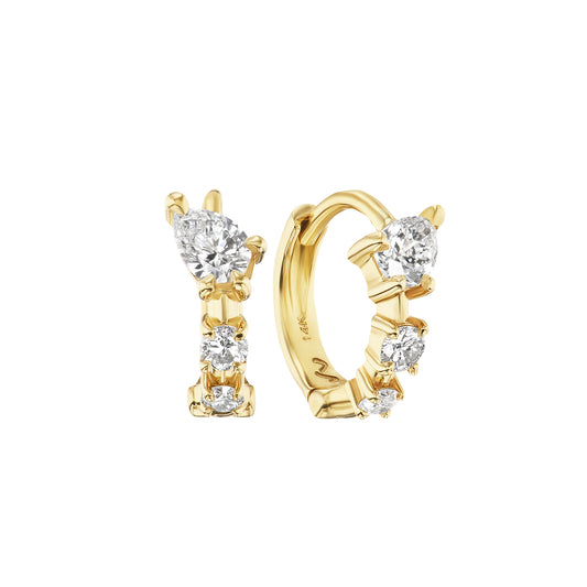 Diamond Bias Huggie Earrings - Main Img