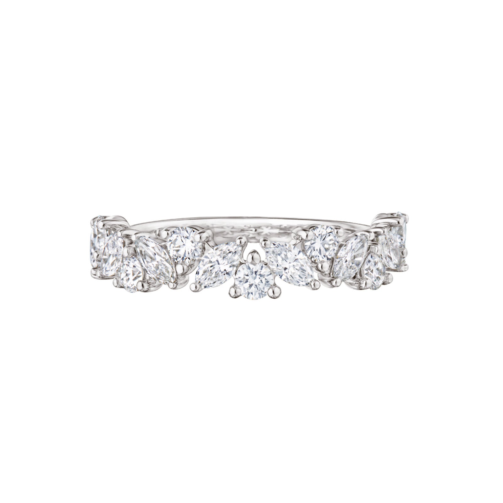 American Beauty Half Circle Ring - White Gold- Rings - Broken English Jewelry front view