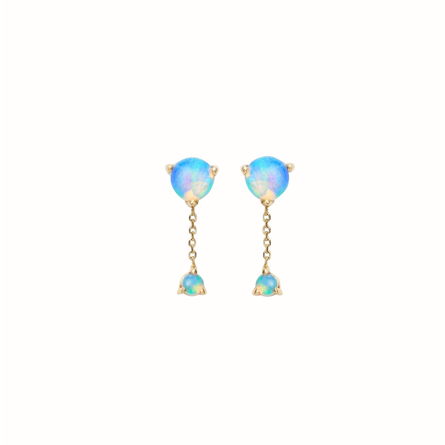 Large Opal Two Step Chain Earrings