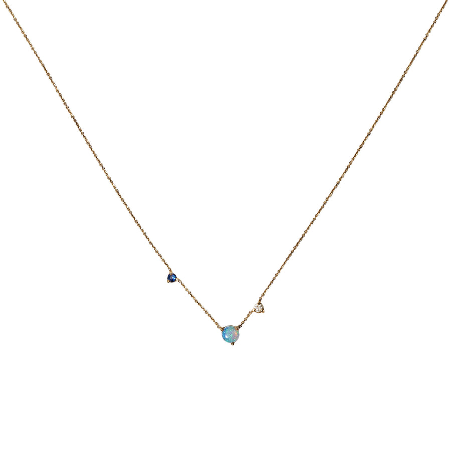 Opal, Sapphire, and Diamond Three Step Necklace