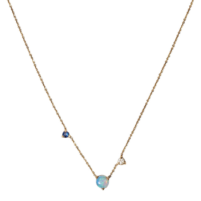 Opal, Sapphire and Diamond Three Step Necklace