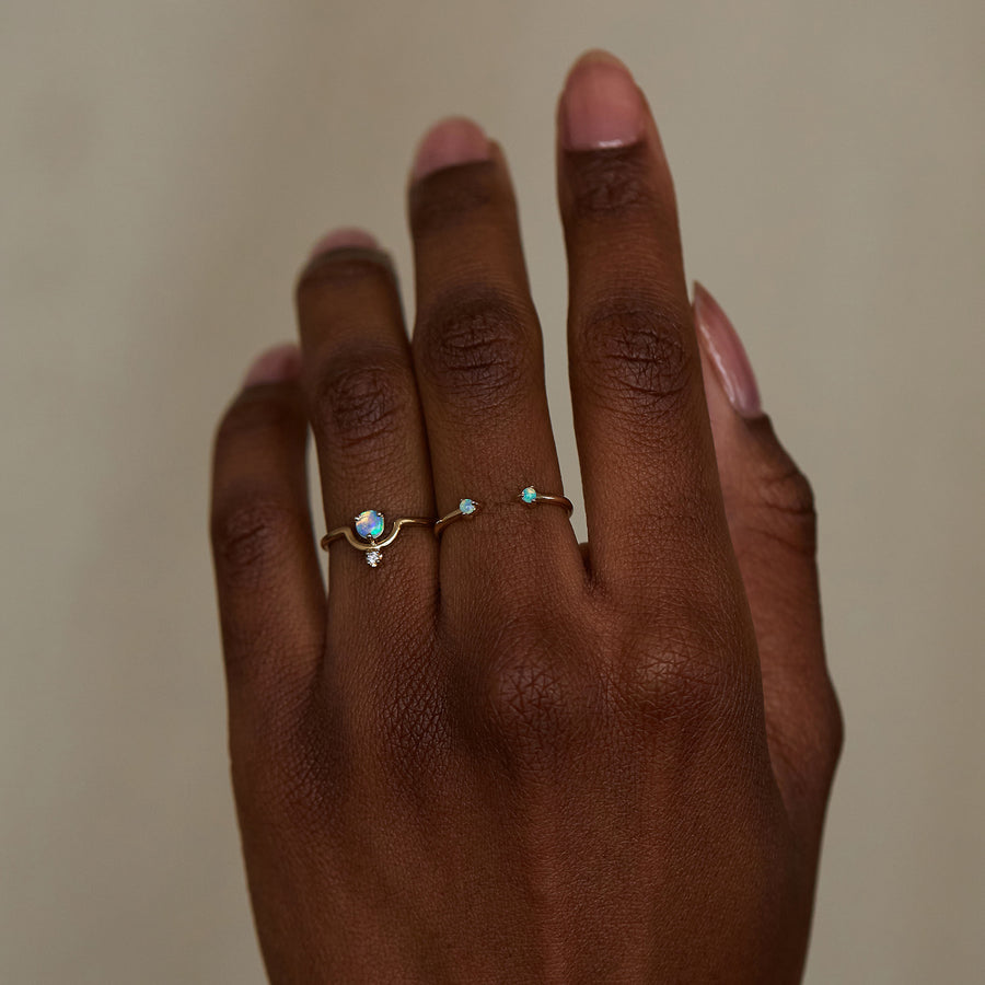 WWAKE Two Step Opal Ring - Rings - Broken English Jewelry on model