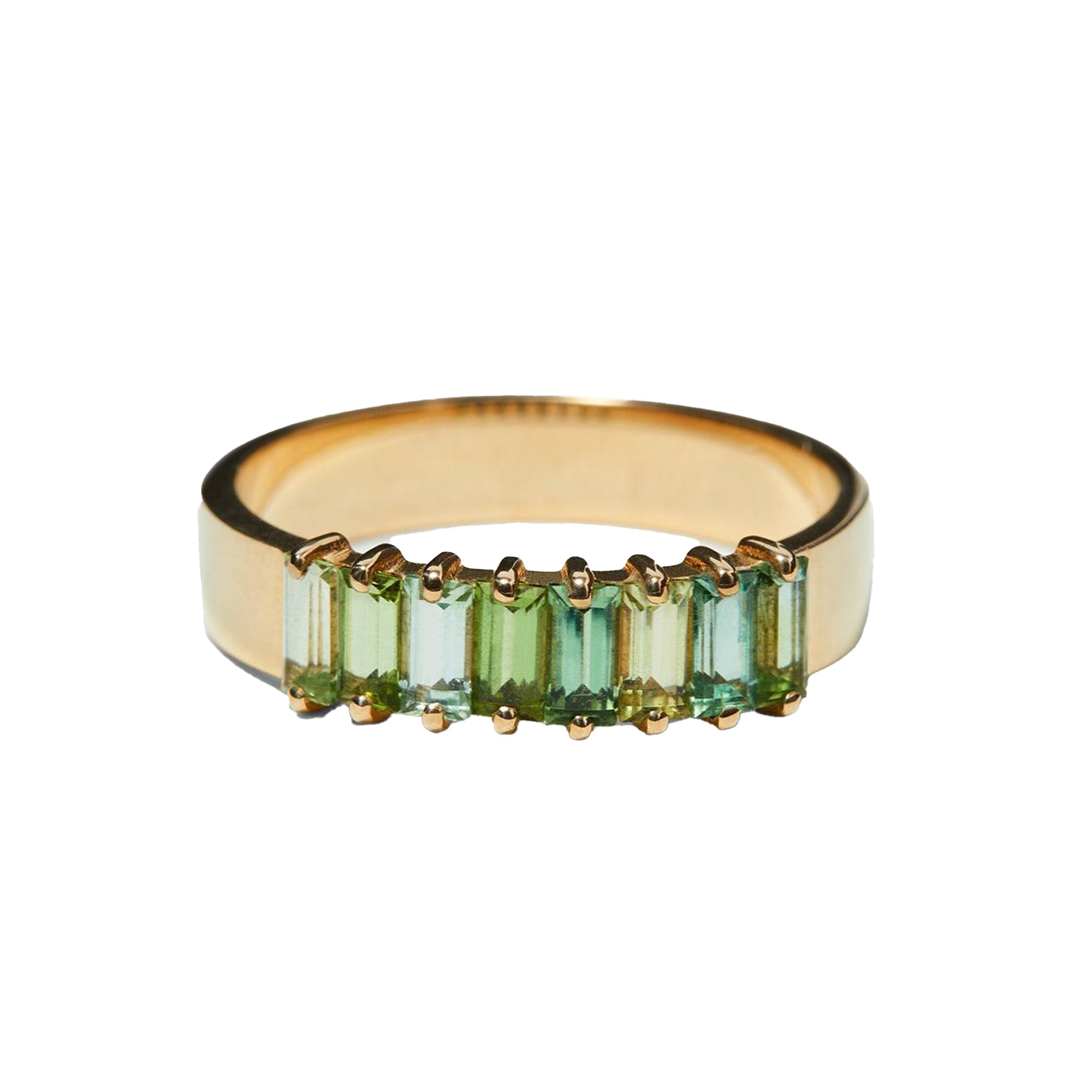 Baguette Green Tourmaline Band Ring