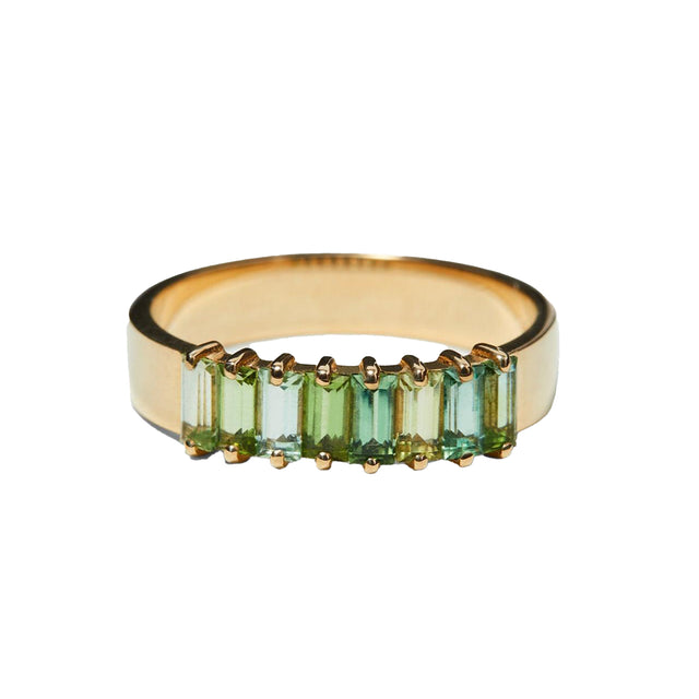 Baguette Green Tourmaline Band Ring