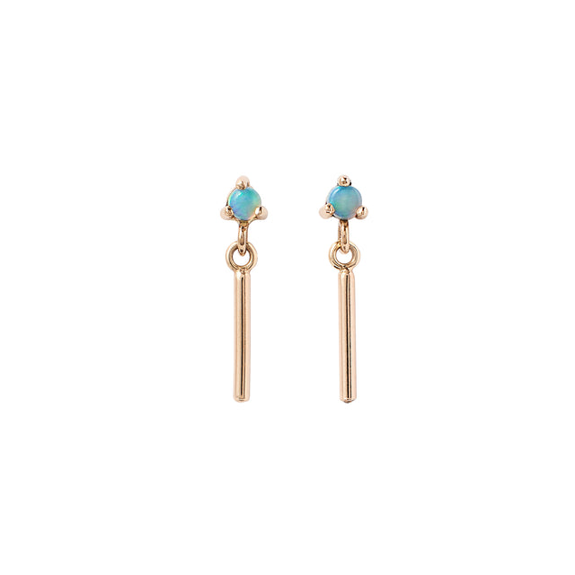 Round Opal Bar Link Earrings