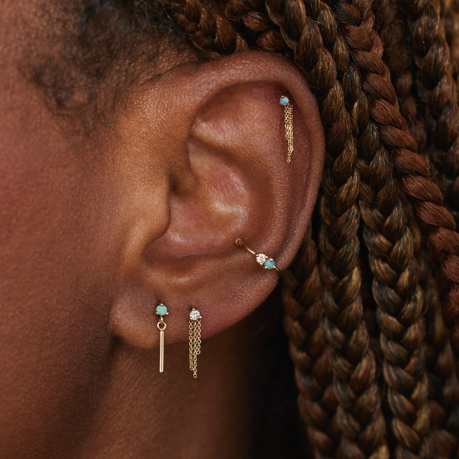WWAKE Opal Bar Link Earring - Earrings - Broken English Jewelry on model