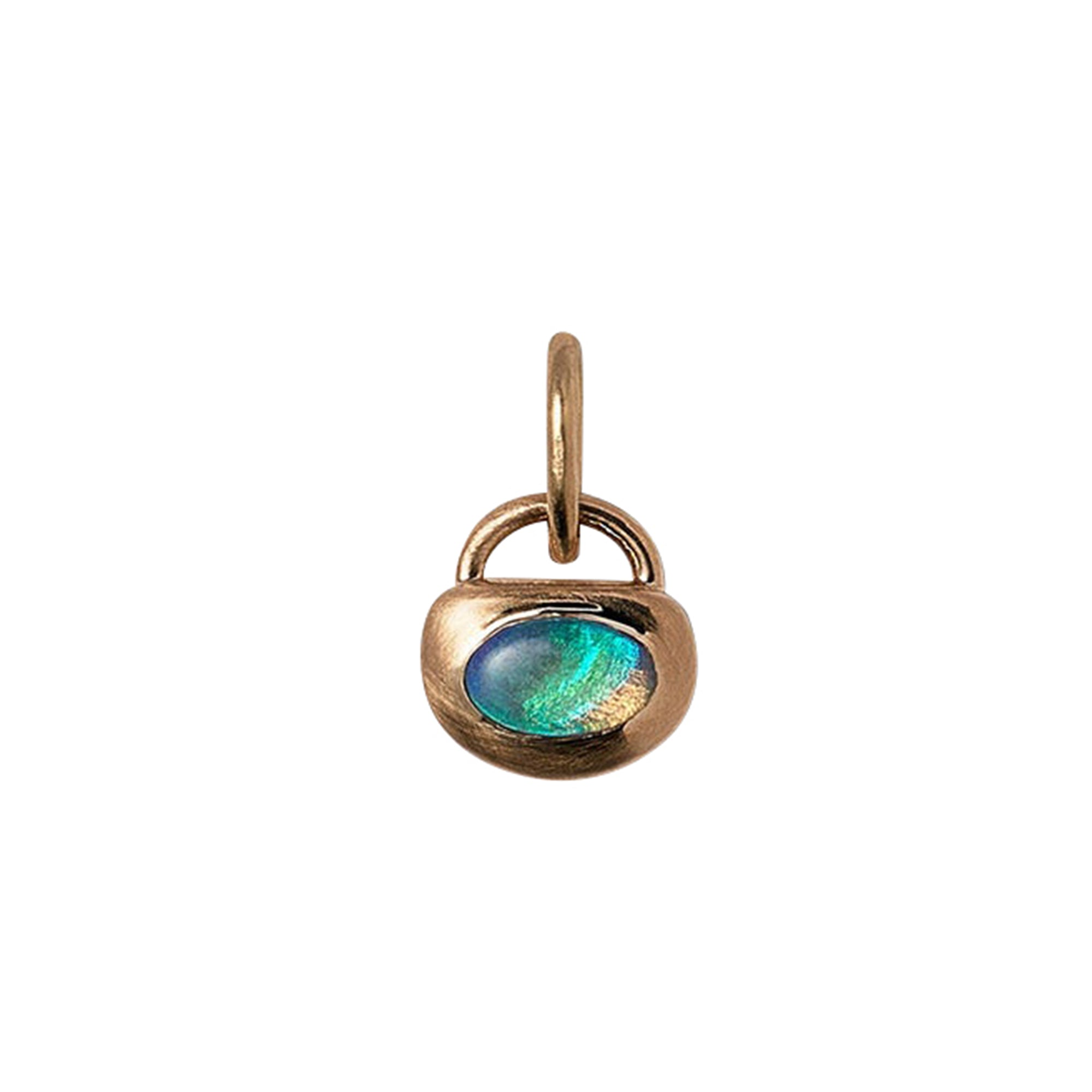 Wwake = Oval Cabochon Opal Heart Charm