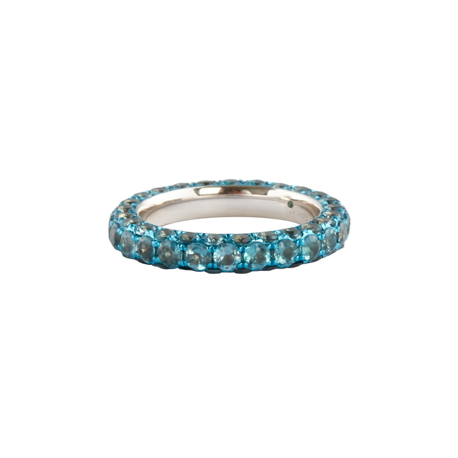 Graziela 3 Sided Ring - Swiss Blue Topaz and Blue Rhodium - Rings - Broken English Jewelry front view