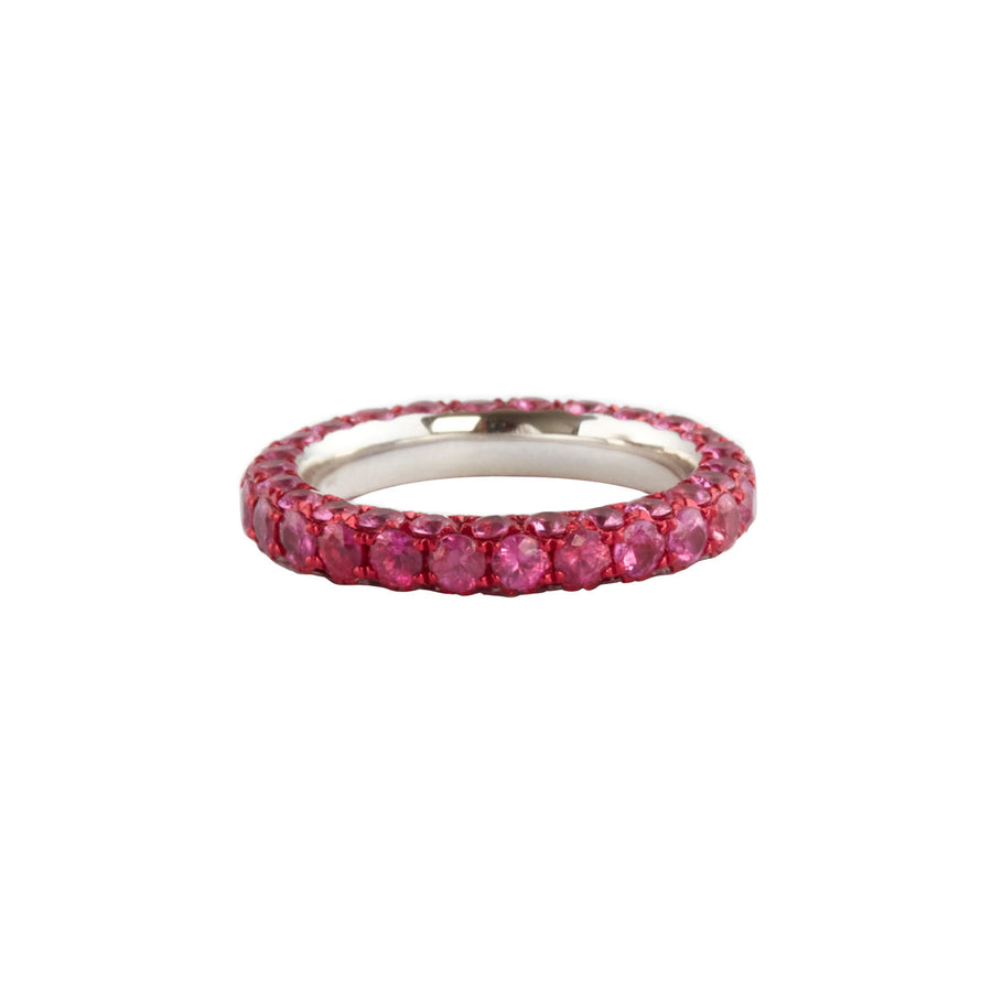 Graziela 3 Sided Ring - One of a Kind Dark Pink Sapphire and Fuchsia Rhodium - Rings - Broken English Jewelry front view