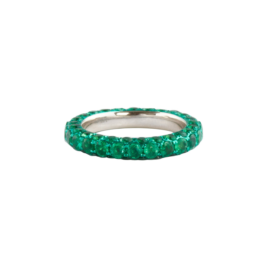 Graziela Triple Sided Emerald Band Ring - White Gold - Rings - Broken English Jewelry, front view
