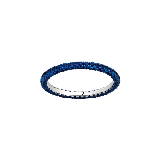 Blue Sapphire & Blue Rhodium 3 Sided Band Ring - Main Img