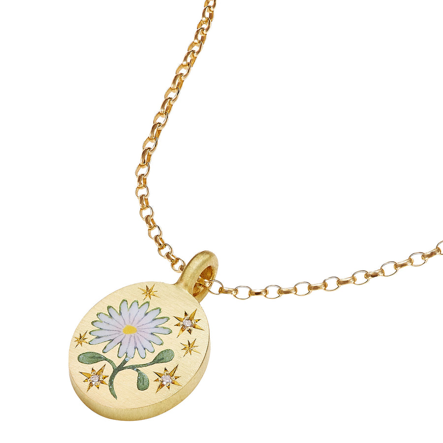 Cece Wild Daisy Pendant Necklace - Necklaces - Broken English Jewelry detail view