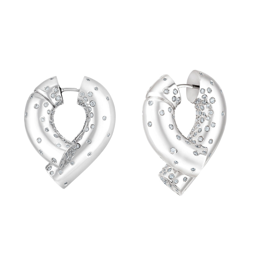 Tabayer Large Oera Hoop Earrings - White Gold and Diamond - Earrings - Broken English Jewelry side view