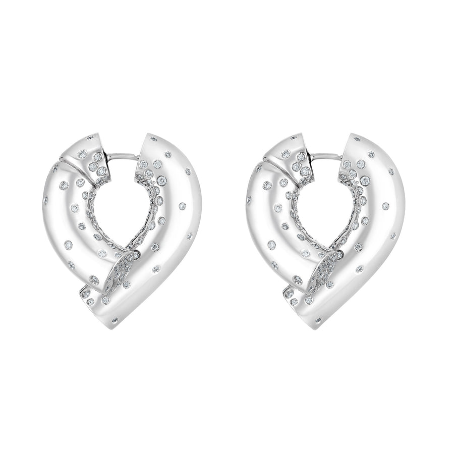 Tabayer Large Oera Hoop Earrings - White Gold and Diamond - Earrings - Broken English Jewelry side view