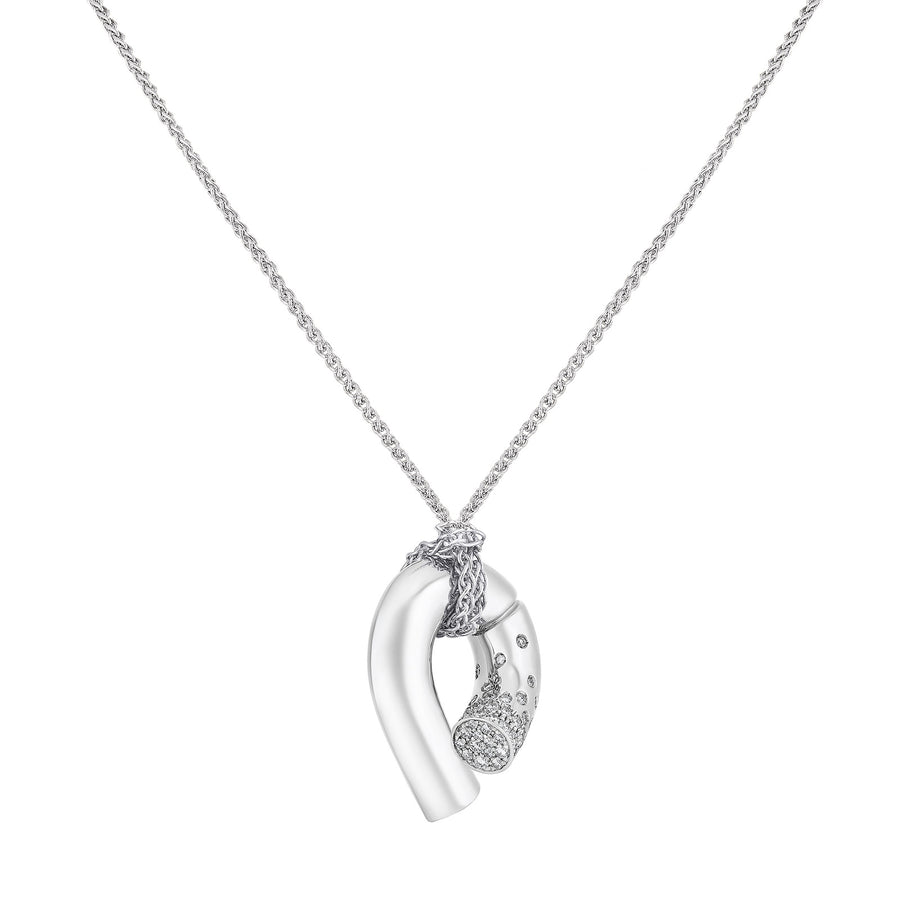 Tabayer Oera Pendant Necklace - White Gold - Necklaces - Broken English Jewelry side view