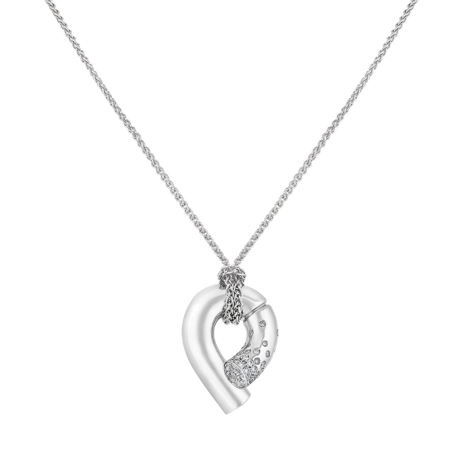 Tabayer Oera Pendant Necklace - White Gold - Necklaces - Broken English Jewelry front view
