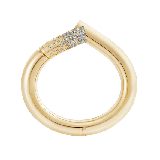Large Pave Diamond Oera Bracelet - Yellow Gold - Main Img