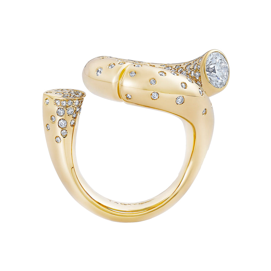 Pave Diamond Oera Loop Ring - Yellow Gold