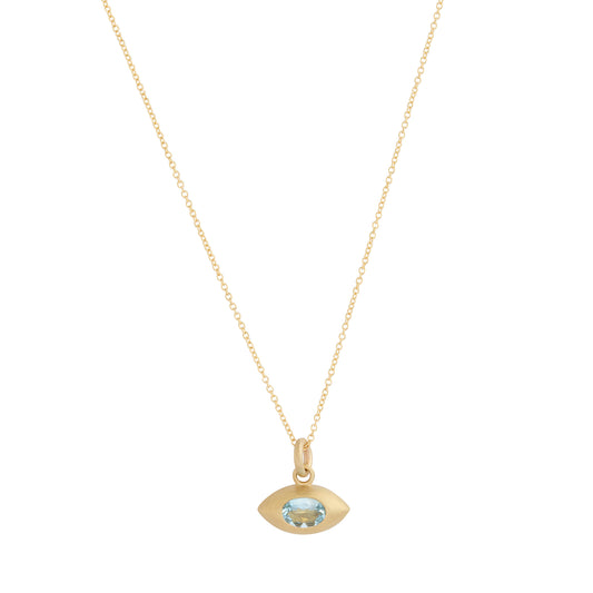 Aquamarine Eye Necklace - 20" - Main Img