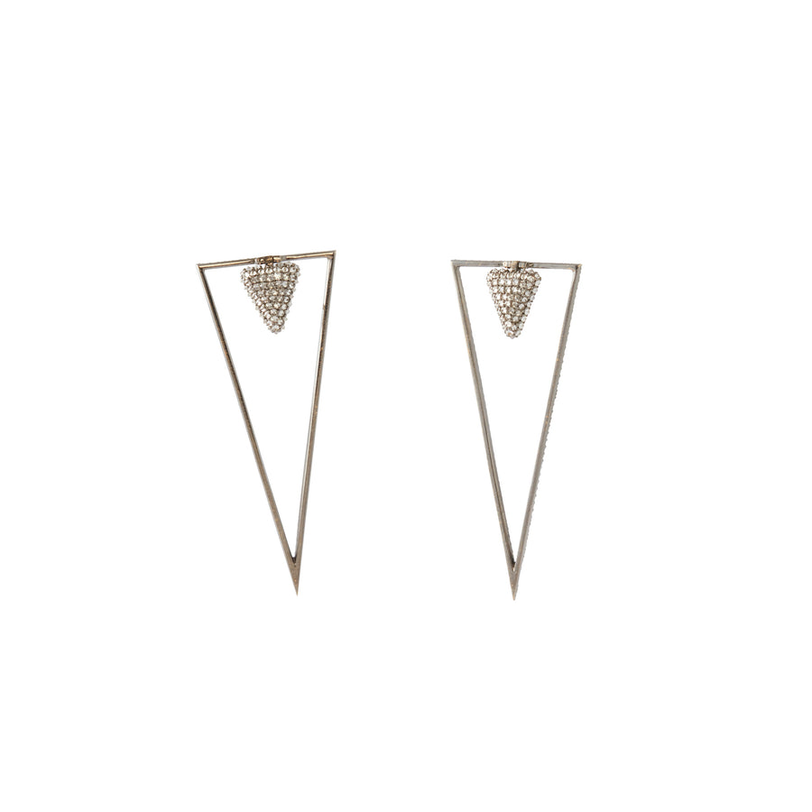 Arunashi Reverse Set Up and Down Triangle Earrings - Earrings - Broken English Jewelry front and angled view