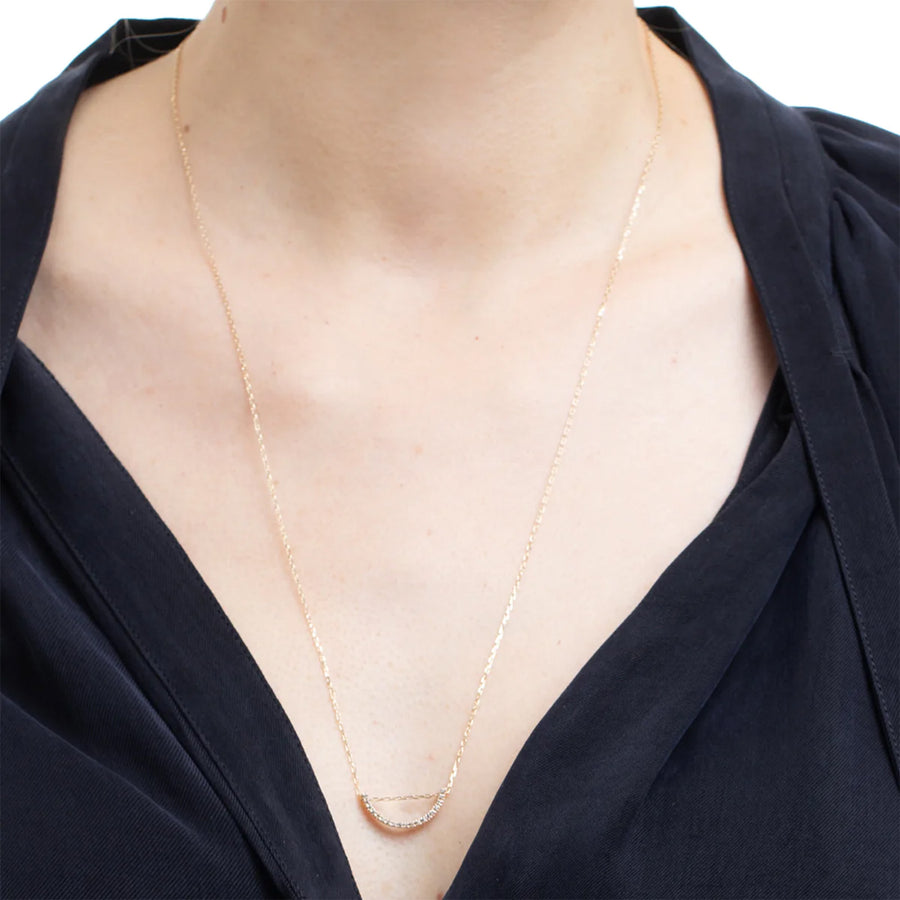 Hirotaka Bow Diamond Necklace - Medium - Necklaces - Broken English Jewelry on model