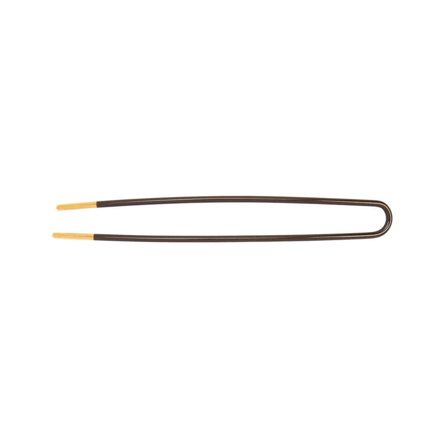 Trouver Brown Enamel Gold Plated Hair Pin - Accessories - Broken English Jewelry top view