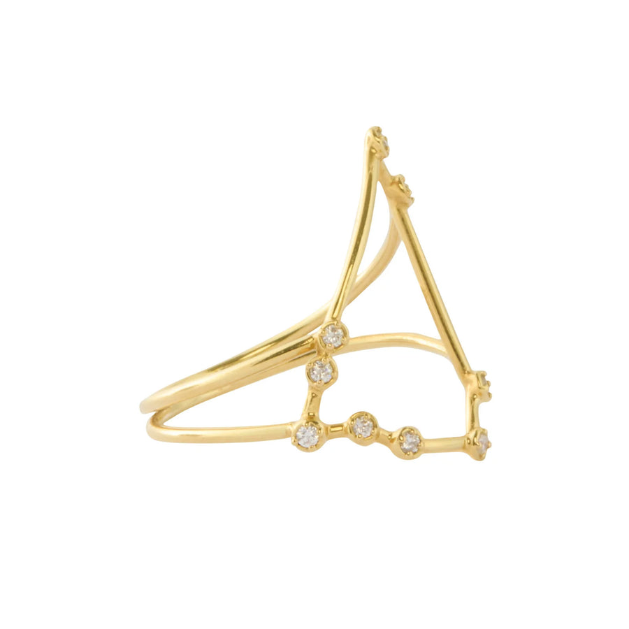 Jessie V E Capricorn Constellation - Yellow Gold - Rings - Broken English Jewelry side view