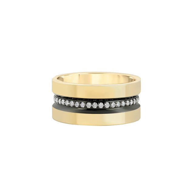 Nancy Newberg Wide Diamond Line Band with Ruthenium Trim - Broken English Jewelry front view