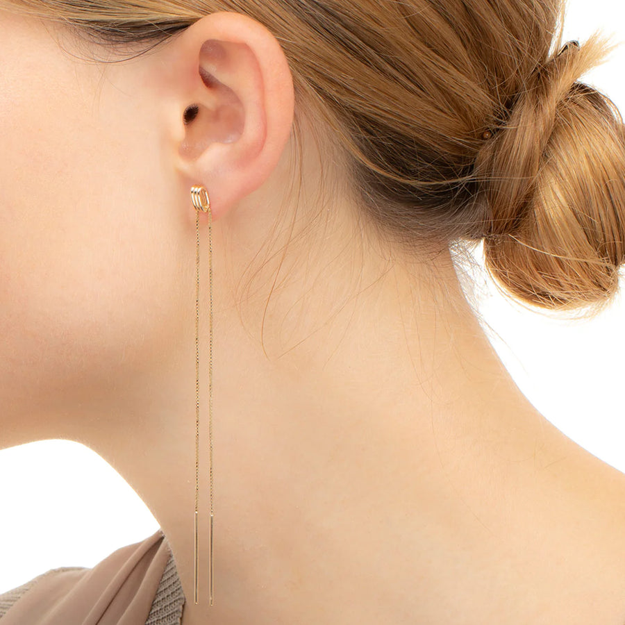 Hirotaka Contortionist Chain Earring - Large - Earrings - Broken English Jewelry on model