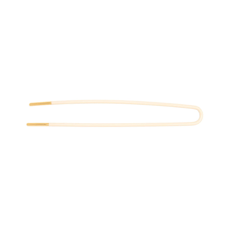 Trouver Cream Enamel Gold Plated Hair Pin - Accessories - Broken English Jewelry top view