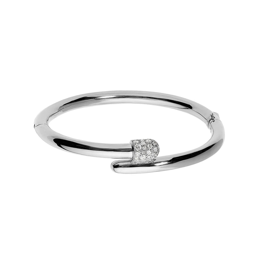 Elior Extrusion Bypass Pill Cuff - White Gold - Bracelets - Broken English Jewelry front view