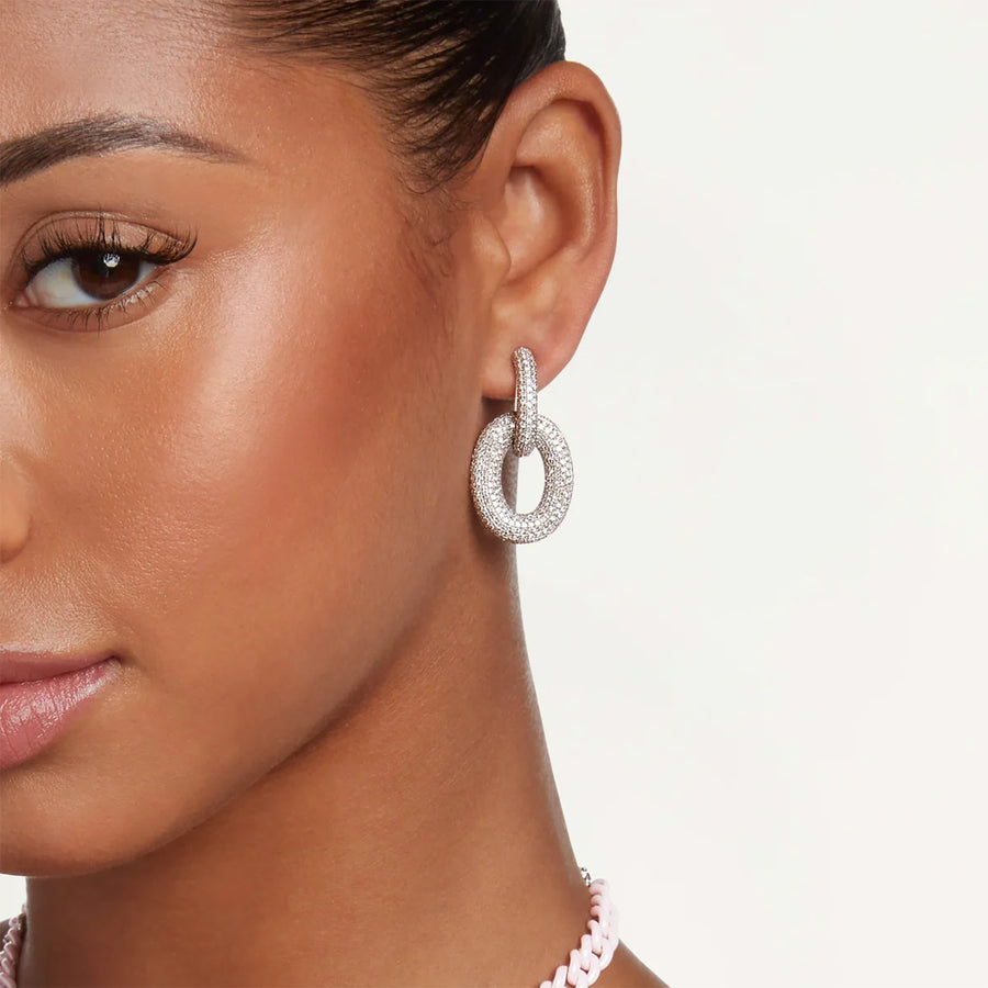 SHAY Link Door Knocker Earrings - White Gold - Earrings - Broken English Jewelry model view