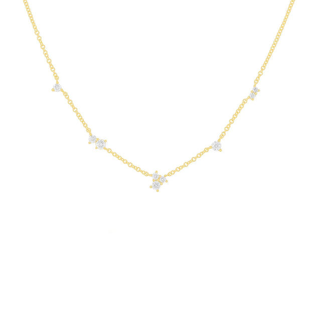 EF Collection Cluster Necklace - Yellow Gold - Necklaces - Broken English Jewelry front view