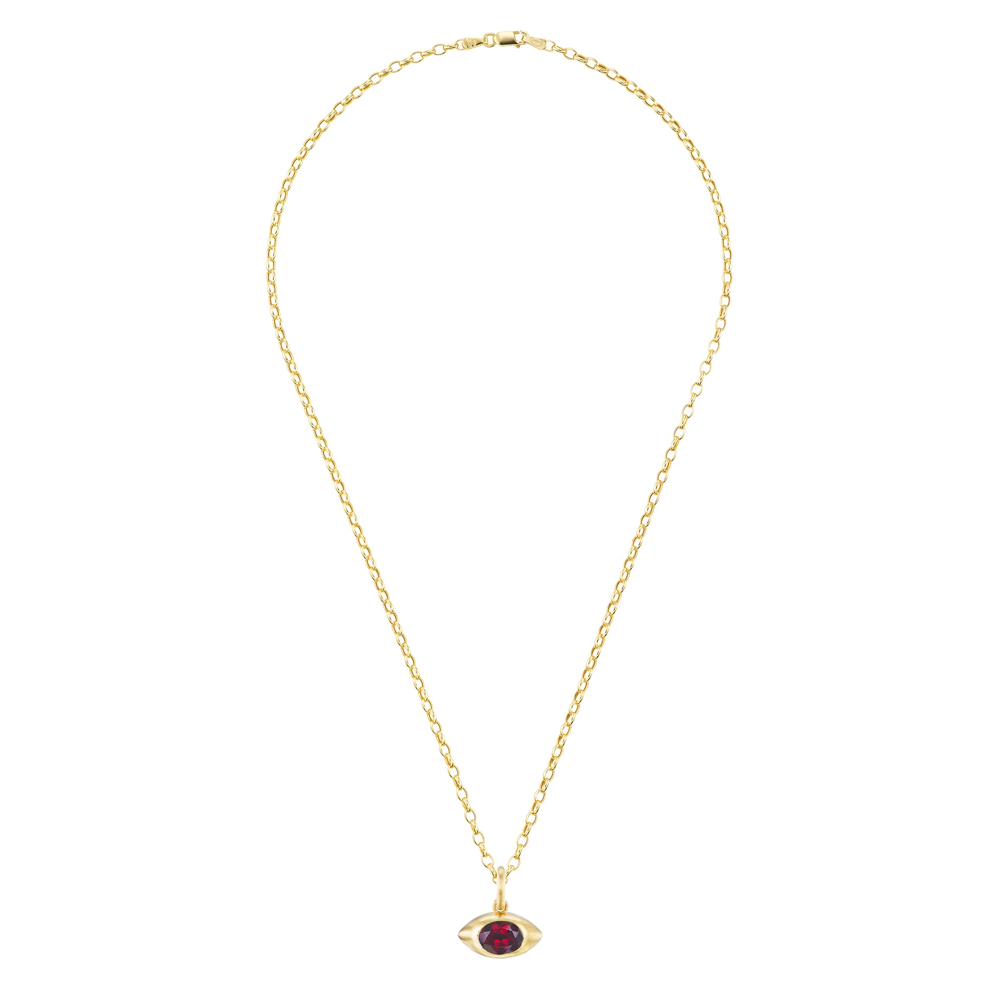 Garnet Eye Pendant Necklace - 18"