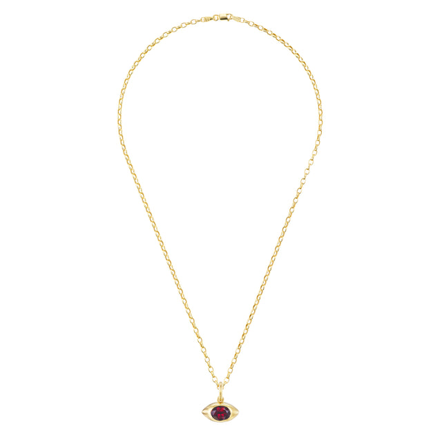 Garnet Eye Pendant Necklace - 18"