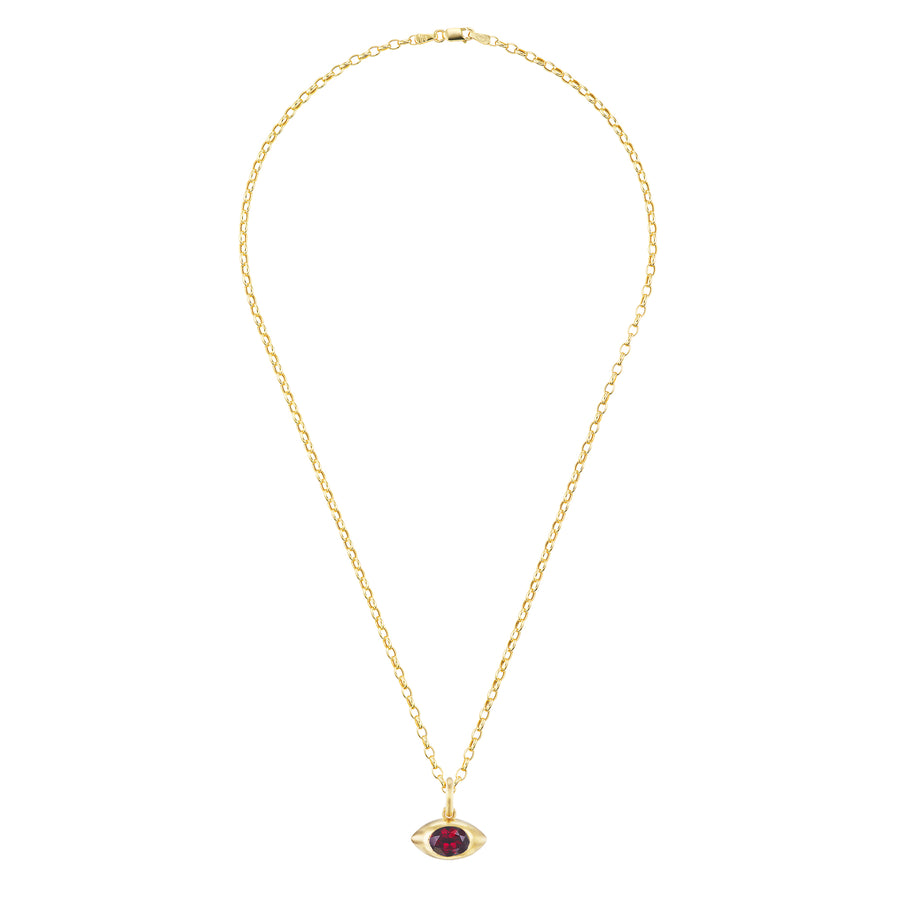 Garnet Eye Pendant Necklace - 18"