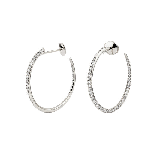 30mm Twisted Creole Diamond Earrings - White Gold - Main Img