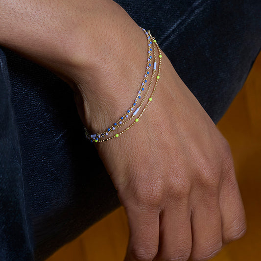 Neon Yellow Dot Ball Chain Bracelet