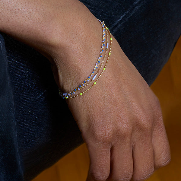 Trouver Neon Yellow Dot Ball Chain Bracelet - Bracelets - Broken English Jewelry on model