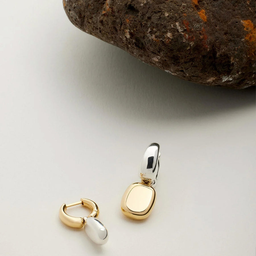 Kloto Two Tone Lock Earring - Earrings - Broken English Jewelry editorial shot