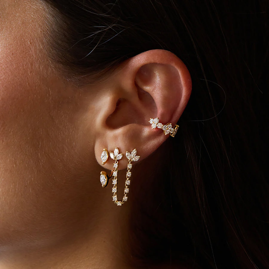 Double Piercing Lotus Earring