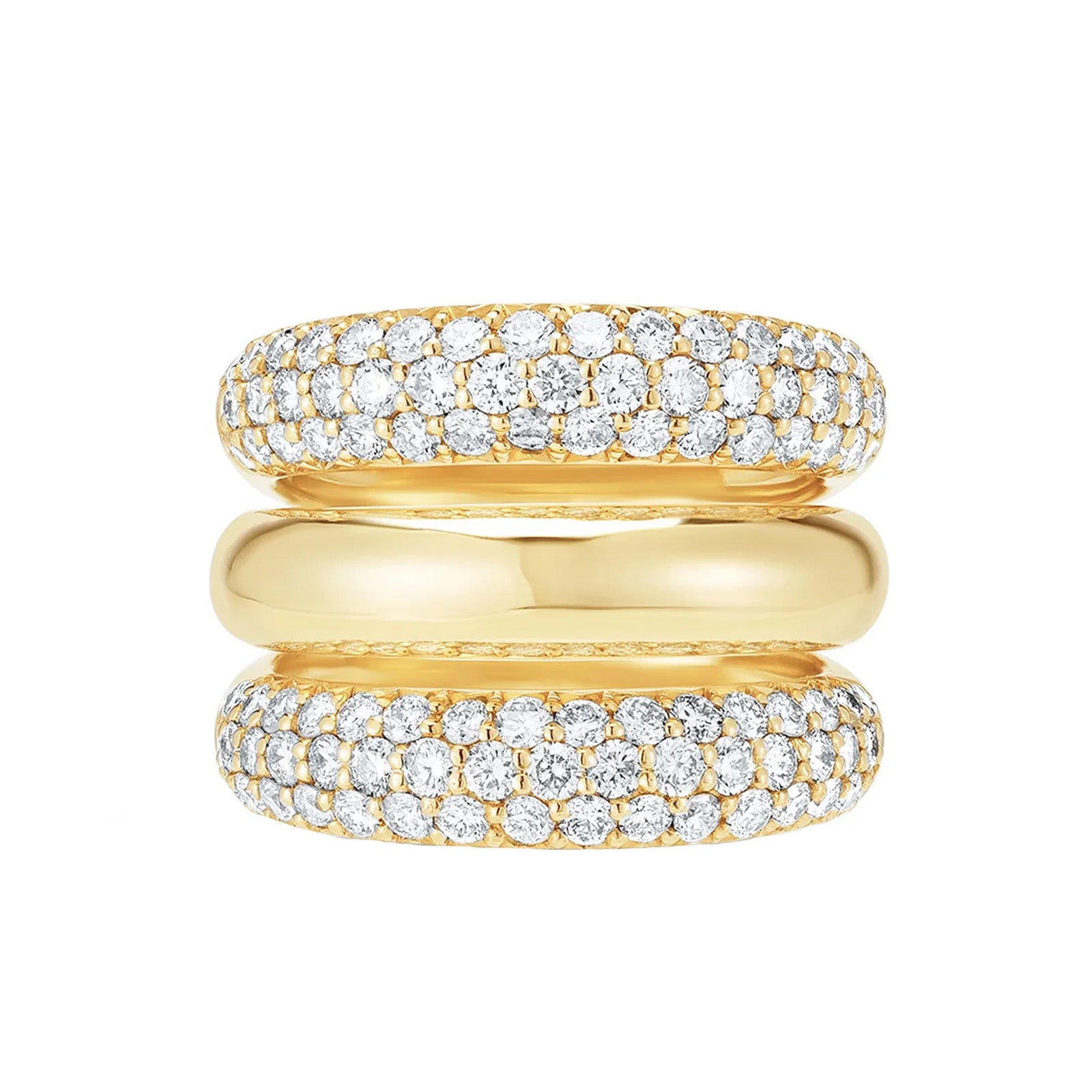 Carbon & Hyde Triple Row Mega Gemini Ring - Rings - Broken English Jewelry front view